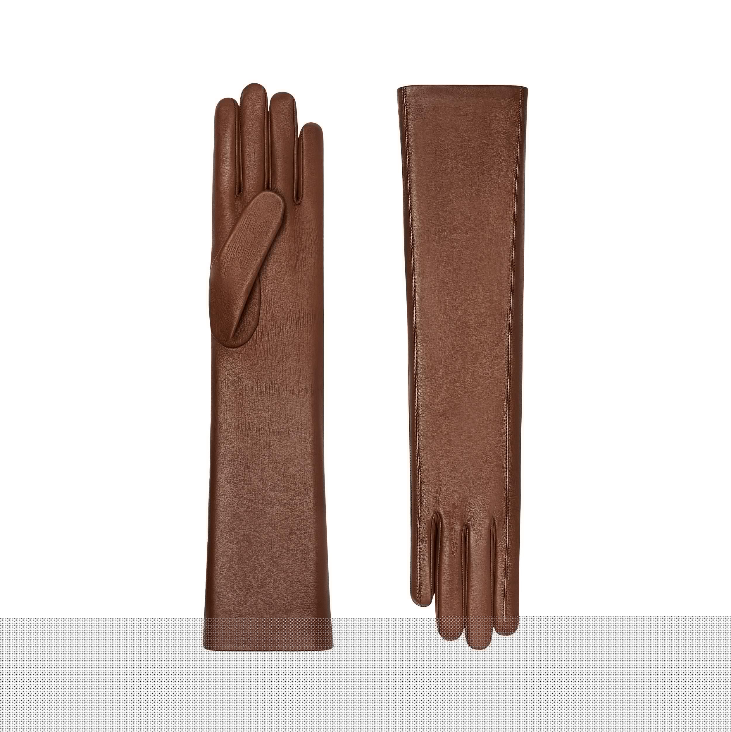 Clémence | Leather Glove with 2 Points-Cognac-Cornelia James