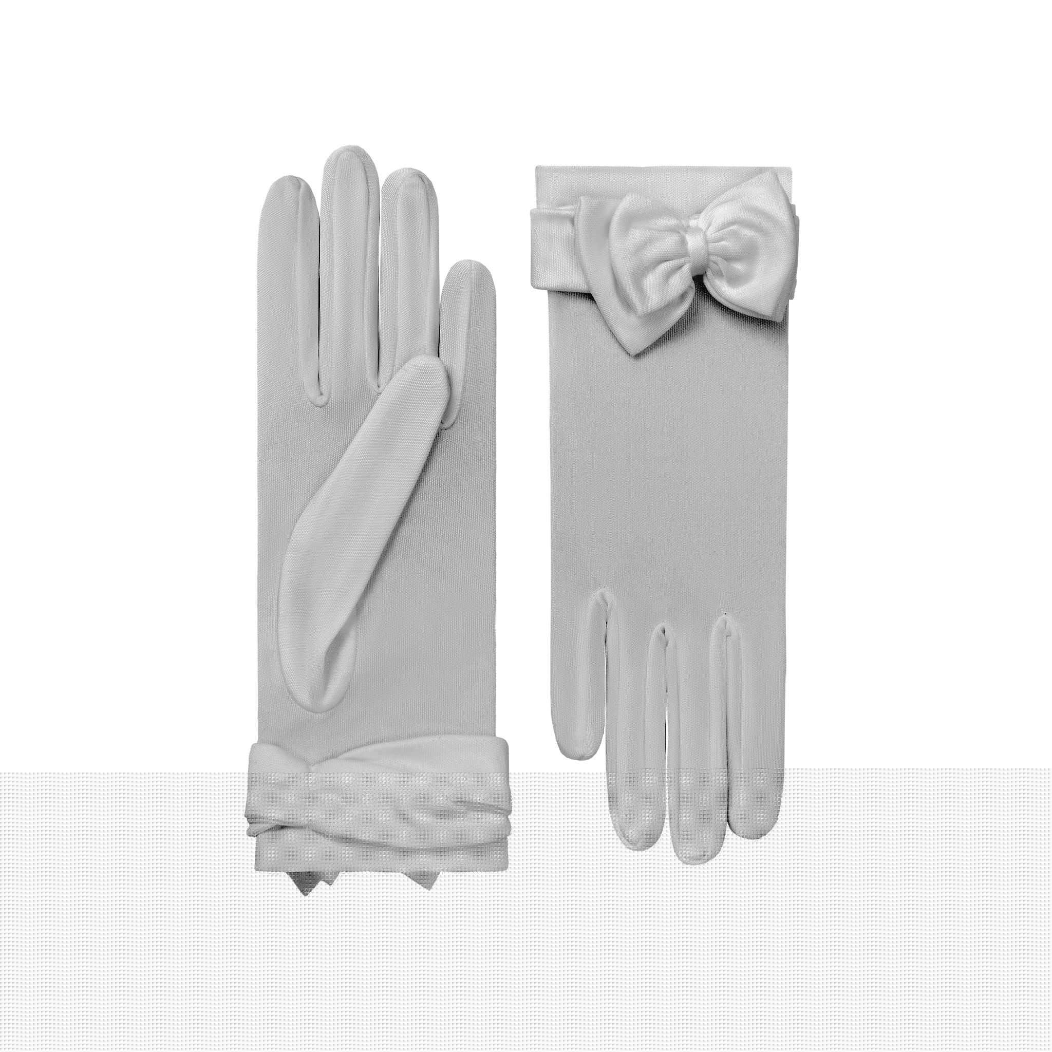 Giselle | Silk Glove with Bow-Dove Grey-Cornelia James