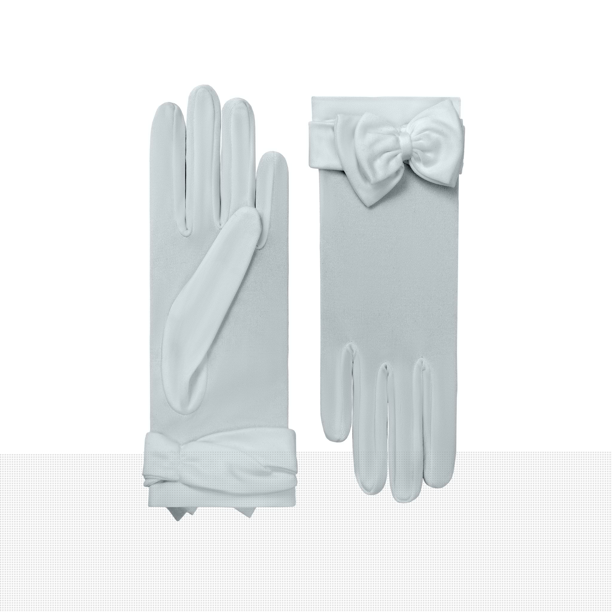 Giselle | Silk Glove with Bow-Porcelain Blue-Cornelia James