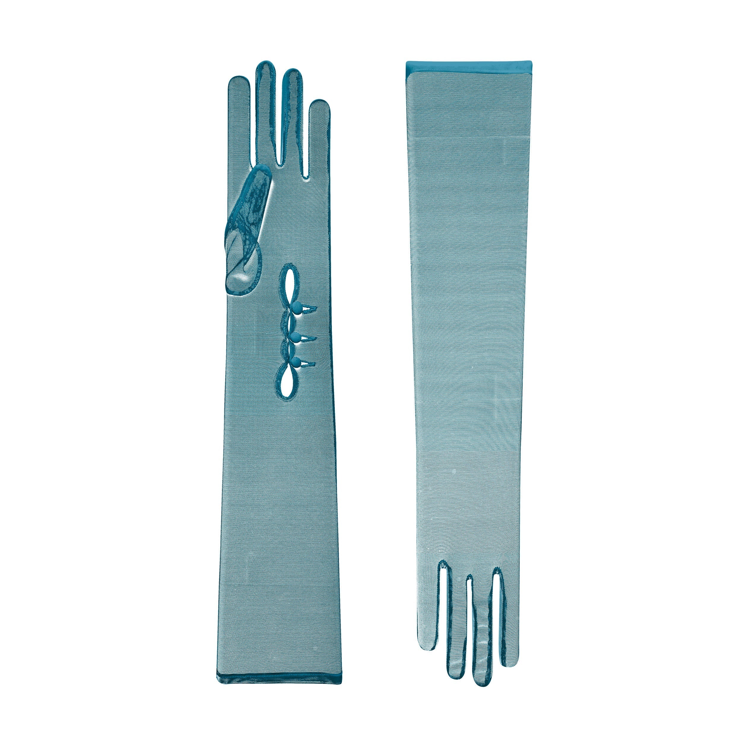 Issey | Tulle Opera Glove with Mousquetaire-Teal-Cornelia James