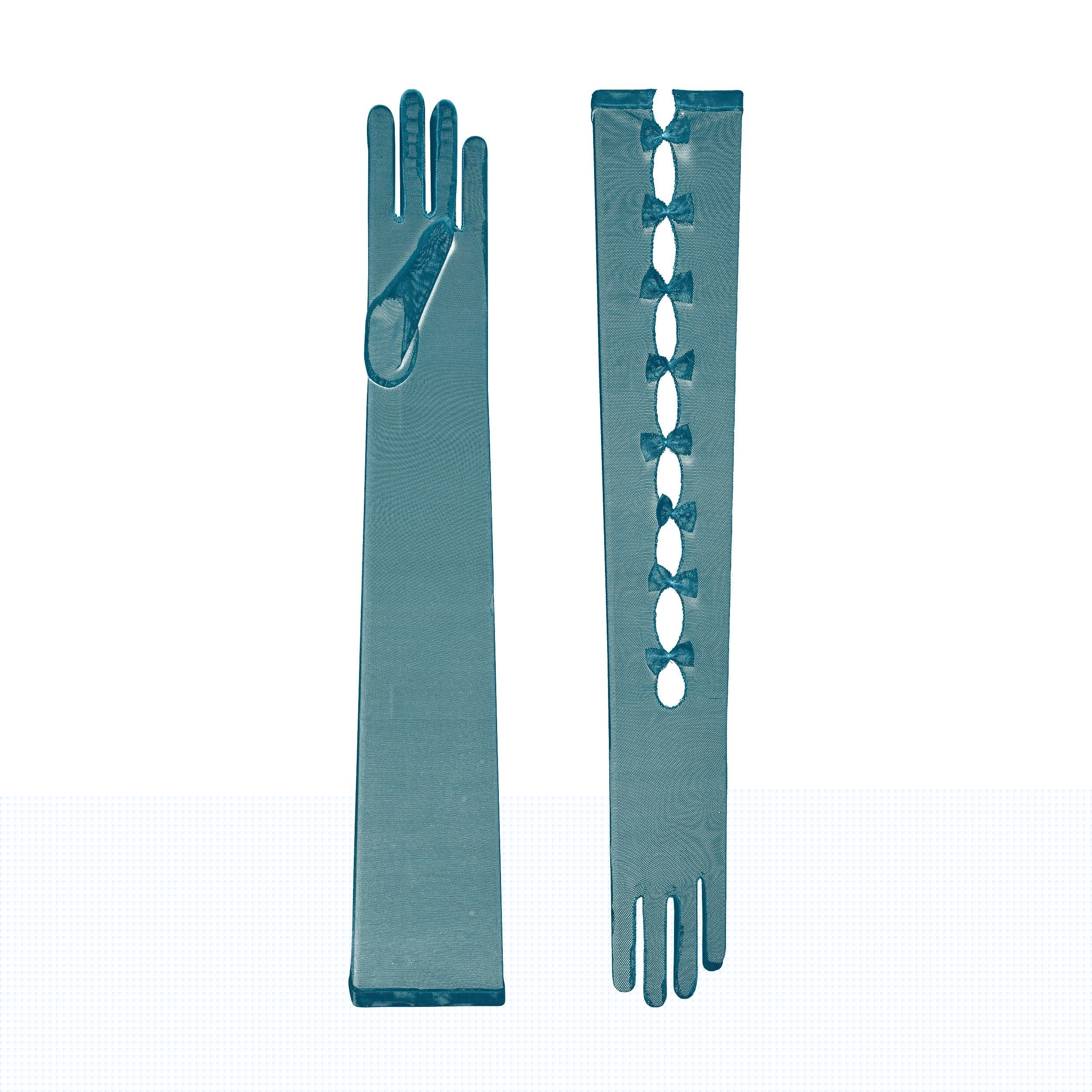 Jessica | Tulle Opera Glove-Teal-Cornelia James
