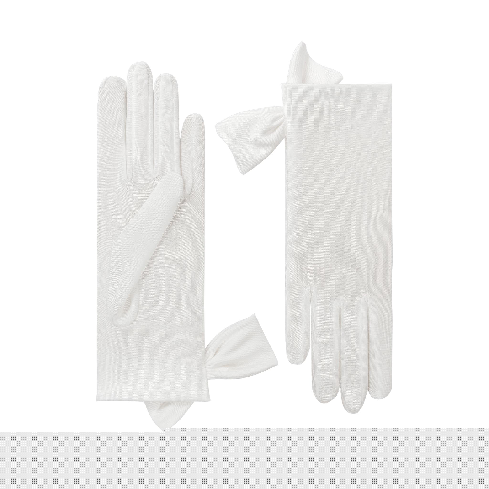Mia | Silk Glove with Side Bow-White-Cornelia James