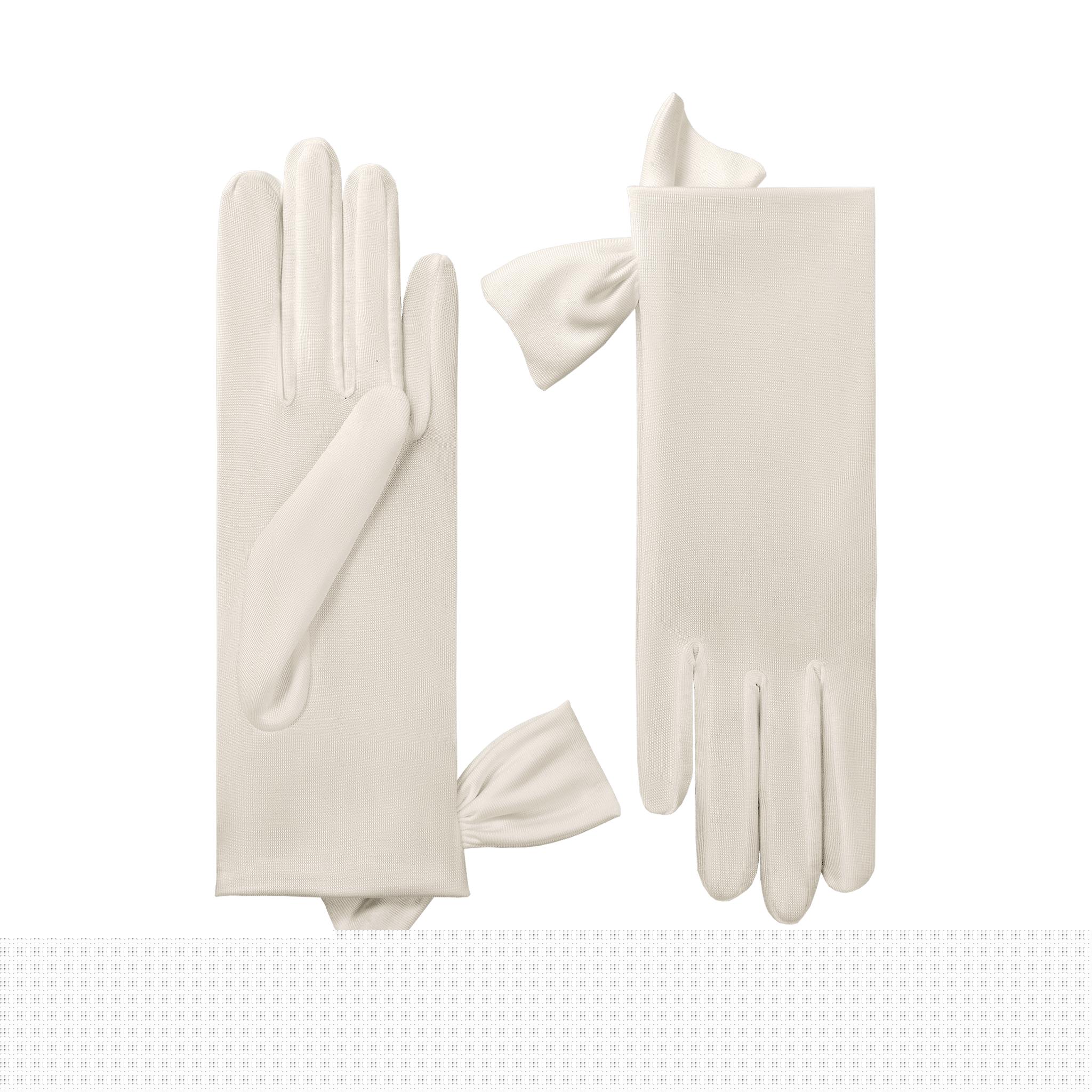 Mia | Silk Glove with Side Bow-Ivory-Cornelia James